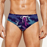 Trippy Dragonfly Pattern Print Men's Swim Briefs
