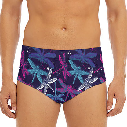 Trippy Dragonfly Pattern Print Men's Triangle Swim Briefs