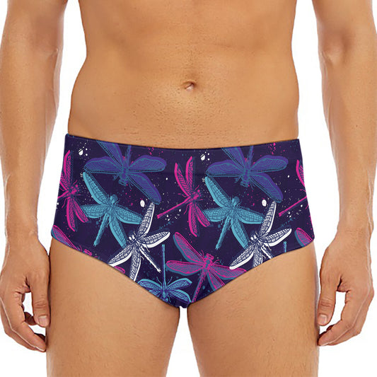 Trippy Dragonfly Pattern Print Men's Triangle Swim Briefs