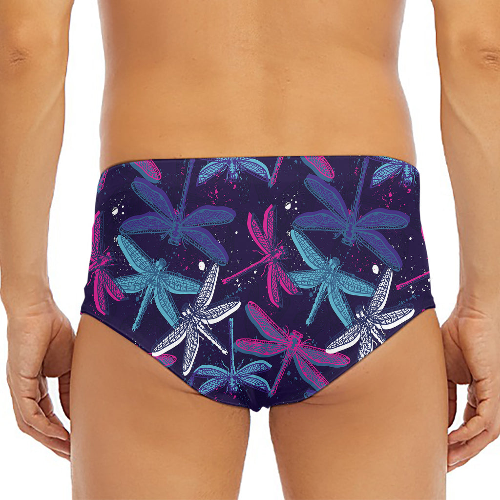 Trippy Dragonfly Pattern Print Men's Triangle Swim Briefs