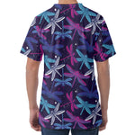 Trippy Dragonfly Pattern Print Men's Velvet T-Shirt