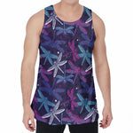 Trippy Dragonfly Pattern Print Men's Velvet Tank Top