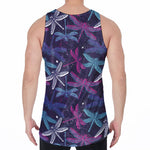 Trippy Dragonfly Pattern Print Men's Velvet Tank Top