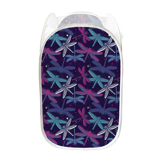 Trippy Dragonfly Pattern Print Mesh Laundry Hamper