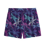 Trippy Dragonfly Pattern Print Mesh Shorts