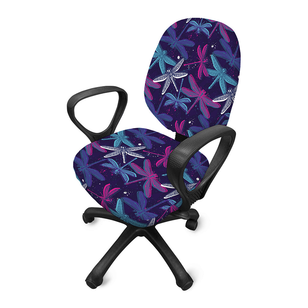 Trippy Dragonfly Pattern Print Office Chair Cover