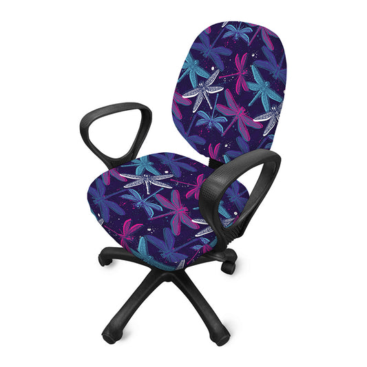 Trippy Dragonfly Pattern Print Office Chair Cover