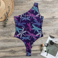 Trippy Dragonfly Pattern Print One Shoulder Bodysuit