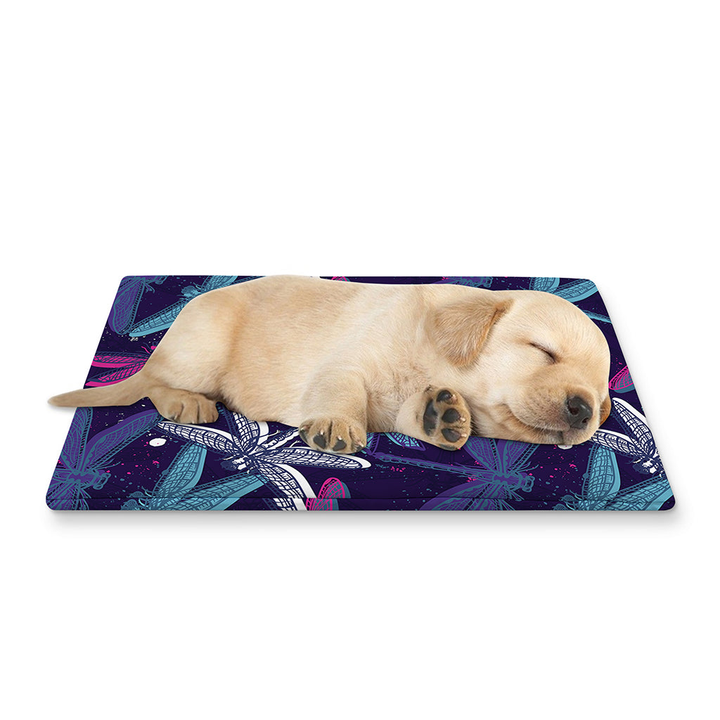 Trippy Dragonfly Pattern Print Pet Cooling Mat Cover