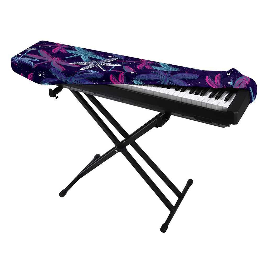 Trippy Dragonfly Pattern Print Piano Keyboard Cover