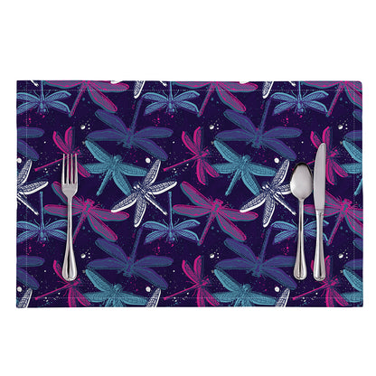 Trippy Dragonfly Pattern Print Placemat
