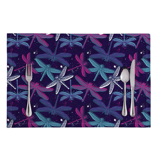 Trippy Dragonfly Pattern Print Placemat