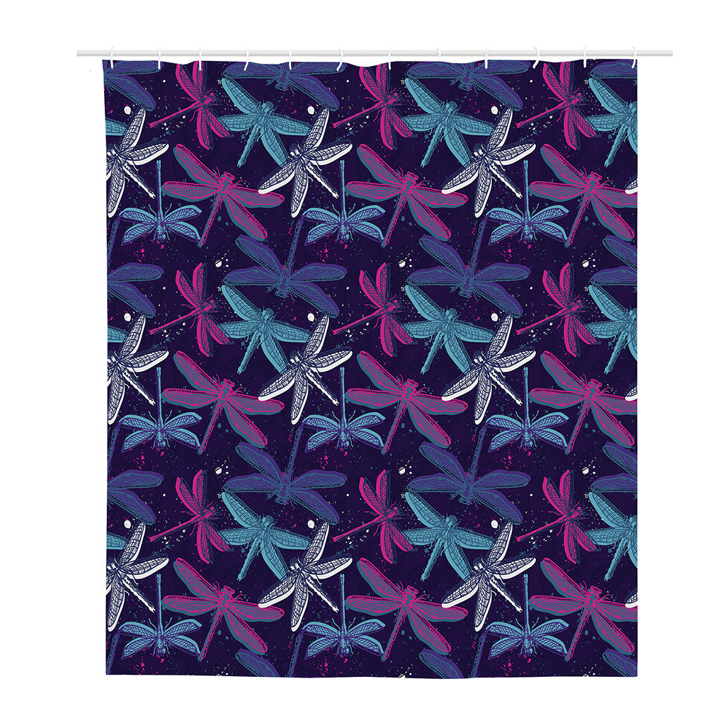 Trippy Dragonfly Pattern Print Polyester Shower Curtain