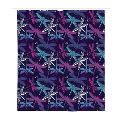 Trippy Dragonfly Pattern Print Polyester Shower Curtain