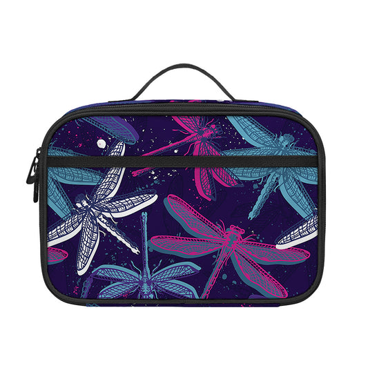 Trippy Dragonfly Pattern Print Portable Lunch Bag