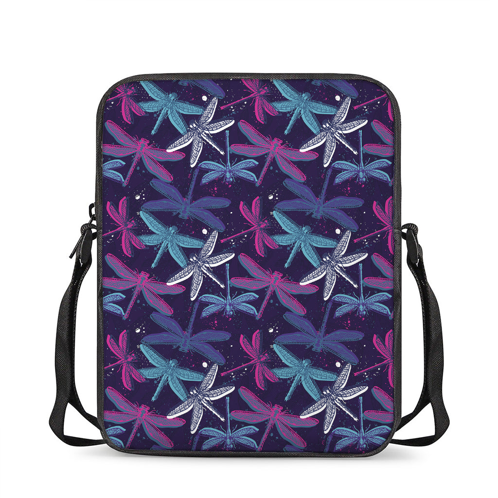 Trippy Dragonfly Pattern Print Rectangular Crossbody Bag