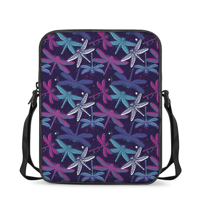 Trippy Dragonfly Pattern Print Rectangular Crossbody Bag