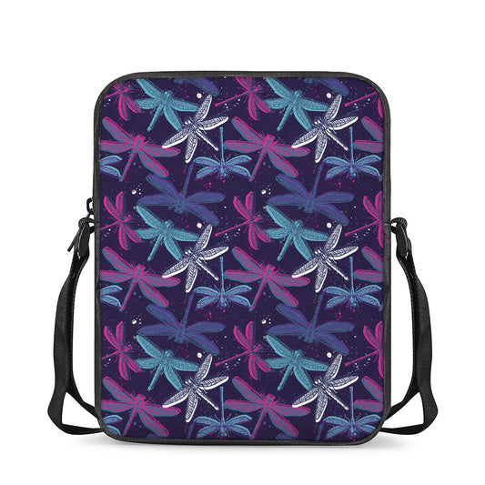 Trippy Dragonfly Pattern Print Rectangular Crossbody Bag