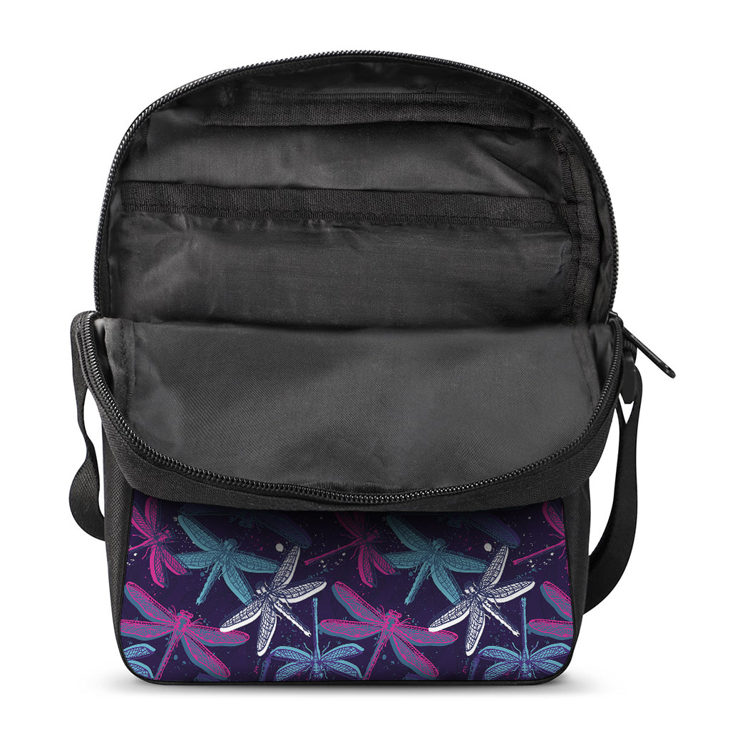 Trippy Dragonfly Pattern Print Rectangular Crossbody Bag