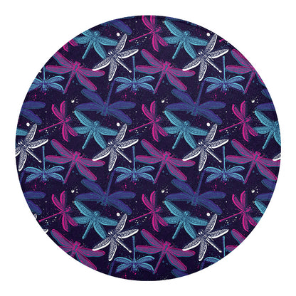 Trippy Dragonfly Pattern Print Round Blanket