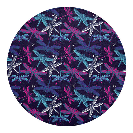 Trippy Dragonfly Pattern Print Round Blanket