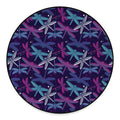 Trippy Dragonfly Pattern Print Round Floor Mat