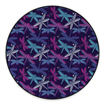 Trippy Dragonfly Pattern Print Round Floor Mat
