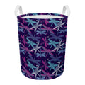 Trippy Dragonfly Pattern Print Round Laundry Basket