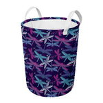 Trippy Dragonfly Pattern Print Round Laundry Basket