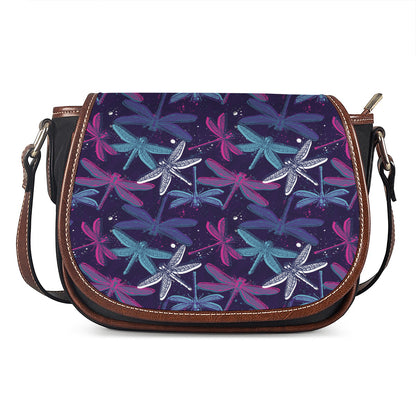 Trippy Dragonfly Pattern Print Saddle Bag
