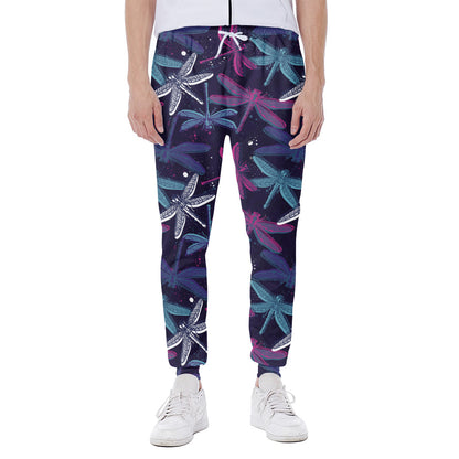 Trippy Dragonfly Pattern Print Scuba Joggers