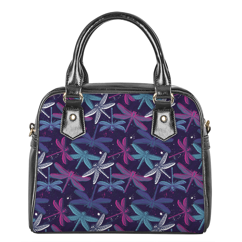 Trippy Dragonfly Pattern Print Shoulder Handbag