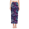 Trippy Dragonfly Pattern Print Side Slit Maxi Skirt