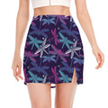Trippy Dragonfly Pattern Print Side Slit Mini Skirt