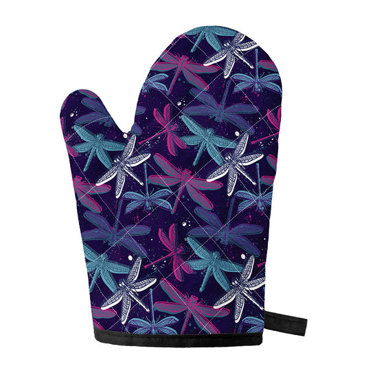 Trippy Dragonfly Pattern Print Single Oven Mitt