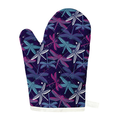 Trippy Dragonfly Pattern Print Single Oven Mitt