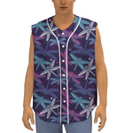 Trippy Dragonfly Pattern Print Sleeveless Baseball Jersey