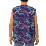 Trippy Dragonfly Pattern Print Sleeveless Baseball Jersey