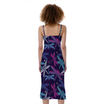 Trippy Dragonfly Pattern Print Slim Fit Midi Cami Dress
