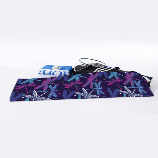 Trippy Dragonfly Pattern Print Sports Towel