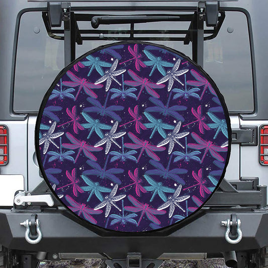 Trippy Dragonfly Pattern Print Tire Cover