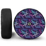 Trippy Dragonfly Pattern Print Tire Cover With Camera Hole