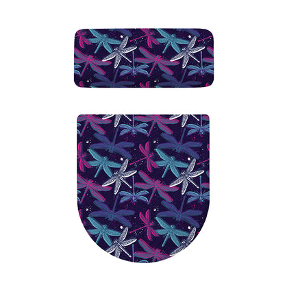 Trippy Dragonfly Pattern Print Toilet Lid And Tank Cover Set