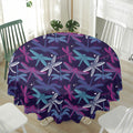 Trippy Dragonfly Pattern Print Waterproof Round Tablecloth
