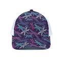 Trippy Dragonfly Pattern Print White Mesh Trucker Hat