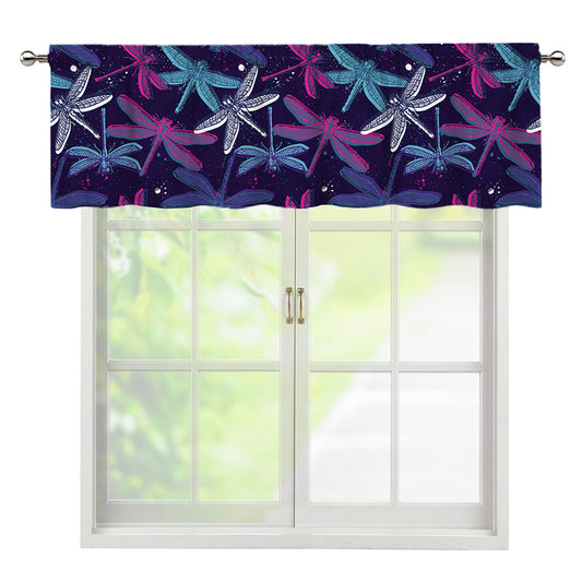Trippy Dragonfly Pattern Print Window Valance