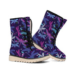 Trippy Dragonfly Pattern Print Winter Boots