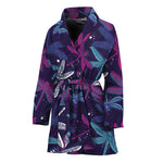 Trippy Dragonfly Pattern Print Women's Bathrobe