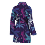Trippy Dragonfly Pattern Print Women's Bathrobe