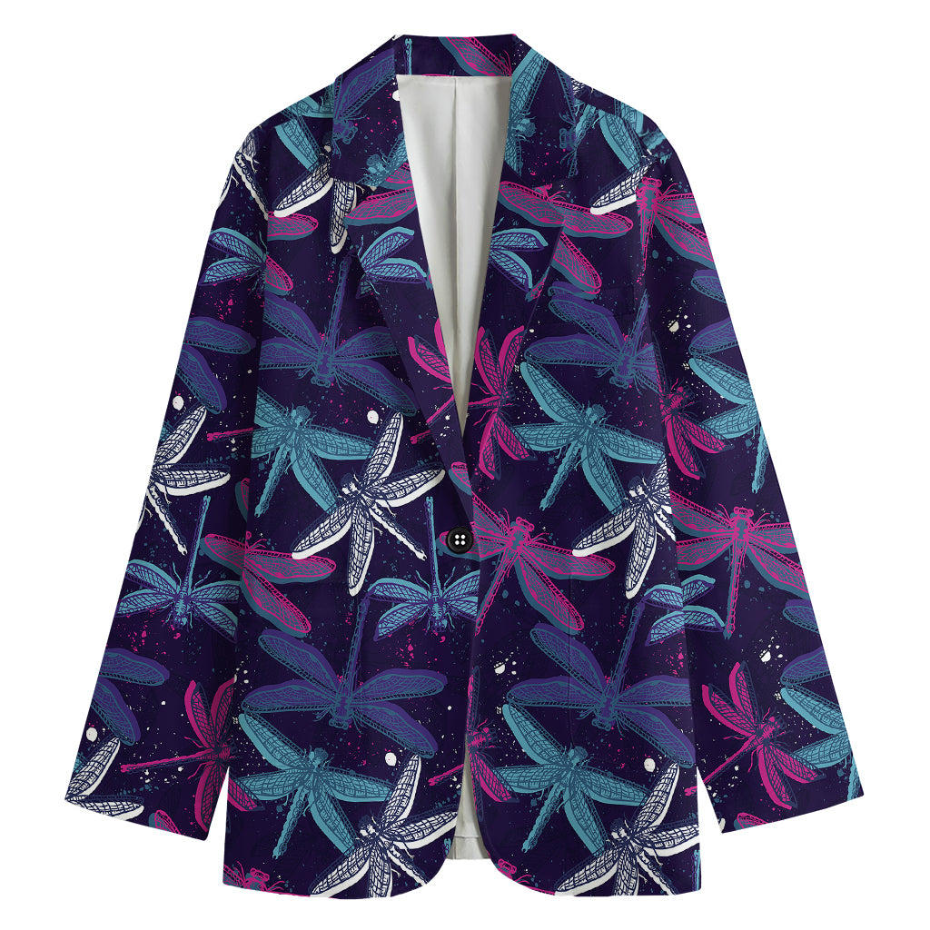 Trippy Dragonfly Pattern Print Women's Blazer